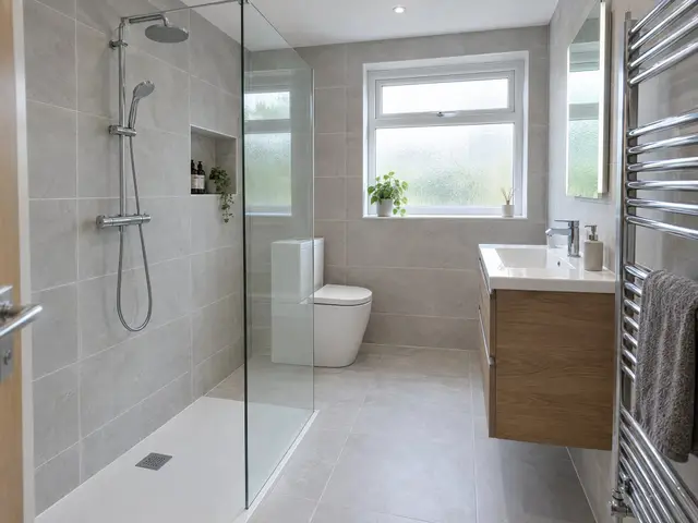 Bathroom refit with walk-in shower, Old Farley