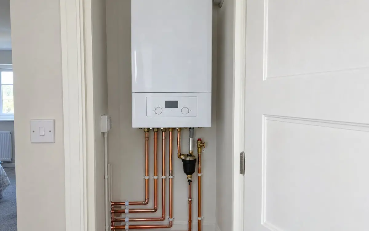 New combi boiler, airing cupboard, Mill Lane