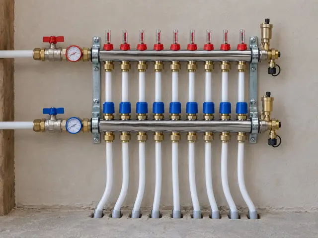 Underfloor heating manifold, barn conversion, Wexcombe